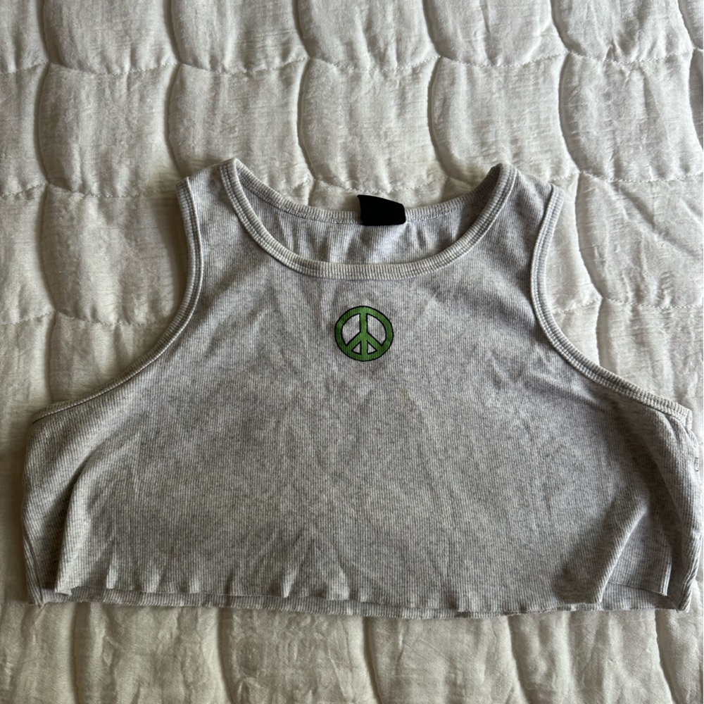 Pacsun Gray Peace Sign Crop Top